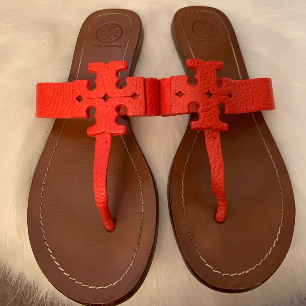 Tory Burch Moore Leather Sandal- Poppy Coral